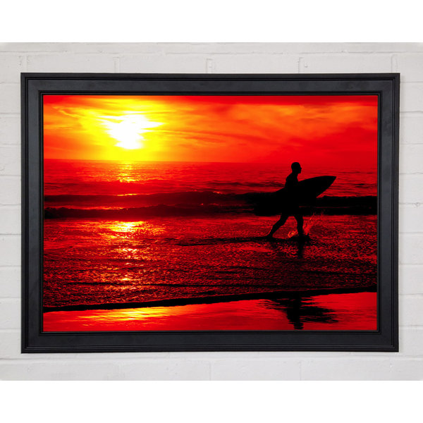 Haus Am Meer Surfer Atemberaubend Orange Ozean Gerahmter Druck 9540